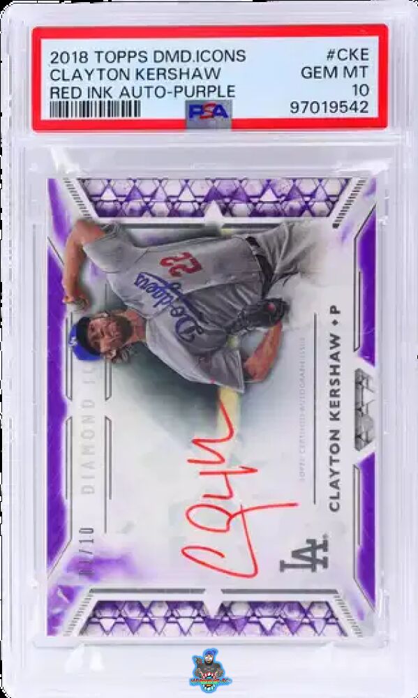 2018 Topps Diamond Icons Red Ink Autograph Purple Clayton Kershaw #RIACKE /10