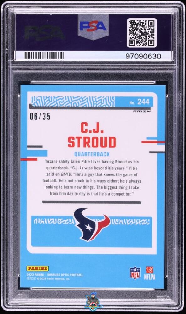 Back of 2023 Donruss Optic Bronze Mojo CJ Stroud #244