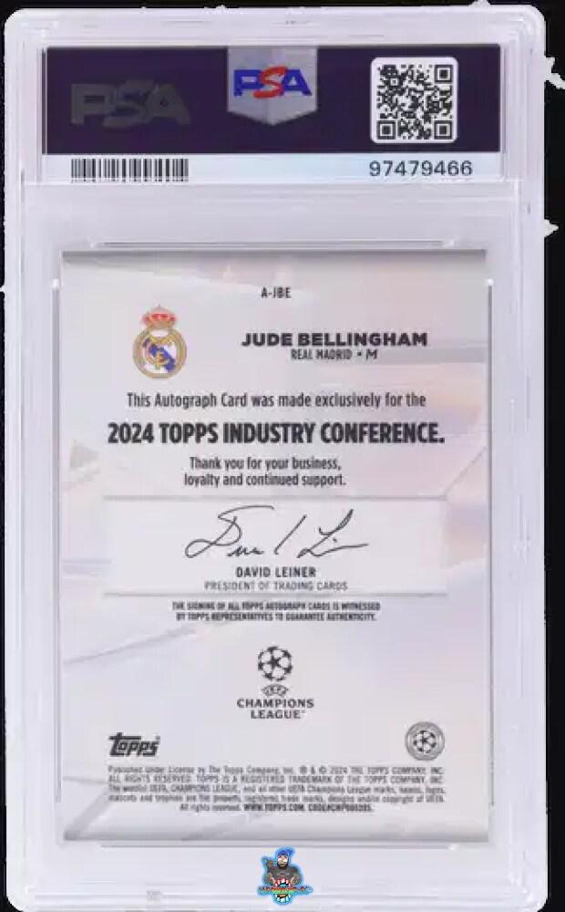Back of 2024 Topps Industry Conference Autograph Jude Bellingham #A-JBE /25