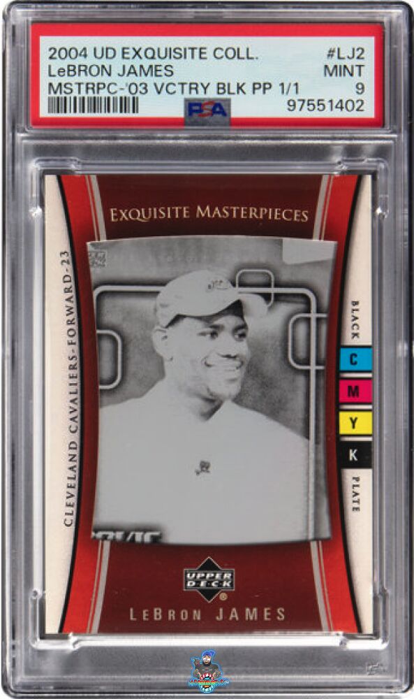 2004 Upper Deck Exquisite Collection Masterpieces '03 Victory Black Printing Plate LeBron James #LJ2 /1