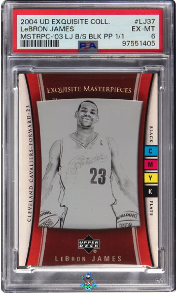 2004 Upper Deck Exquisite Collection Masterpieces '03 Box Set Black Printing Plate LeBron James #LJ37 /1