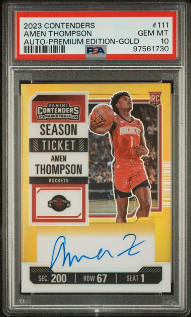 2023 Panini Contenders Season Ticket Autograph Premium Gold Amen Thompson #111 /10