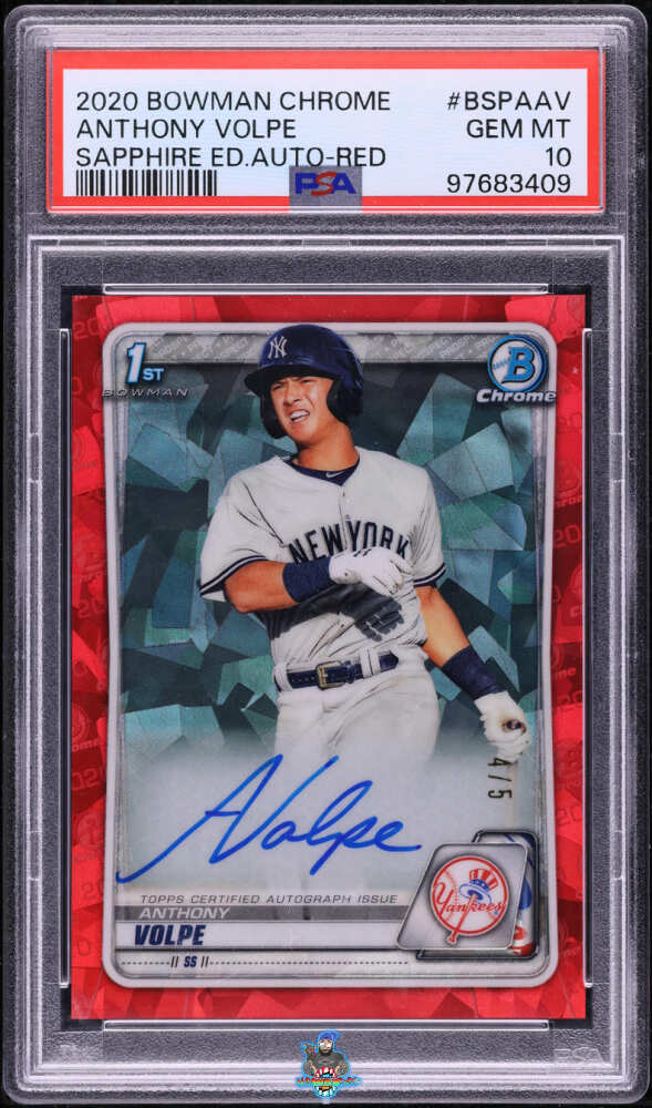 2020 Bowman Chrome Sapphire Prospect Autographs Red Refractor Anthony Volpe #BSPAAV /5