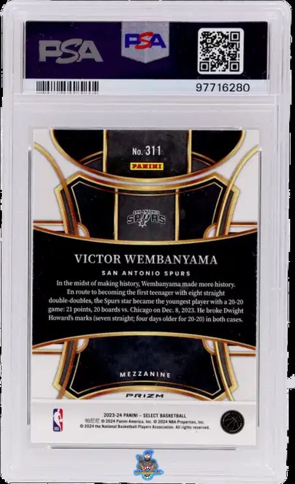 Back of 2023 Panini Select Mezzanine Level Tectonic Victor Wembanyama #311