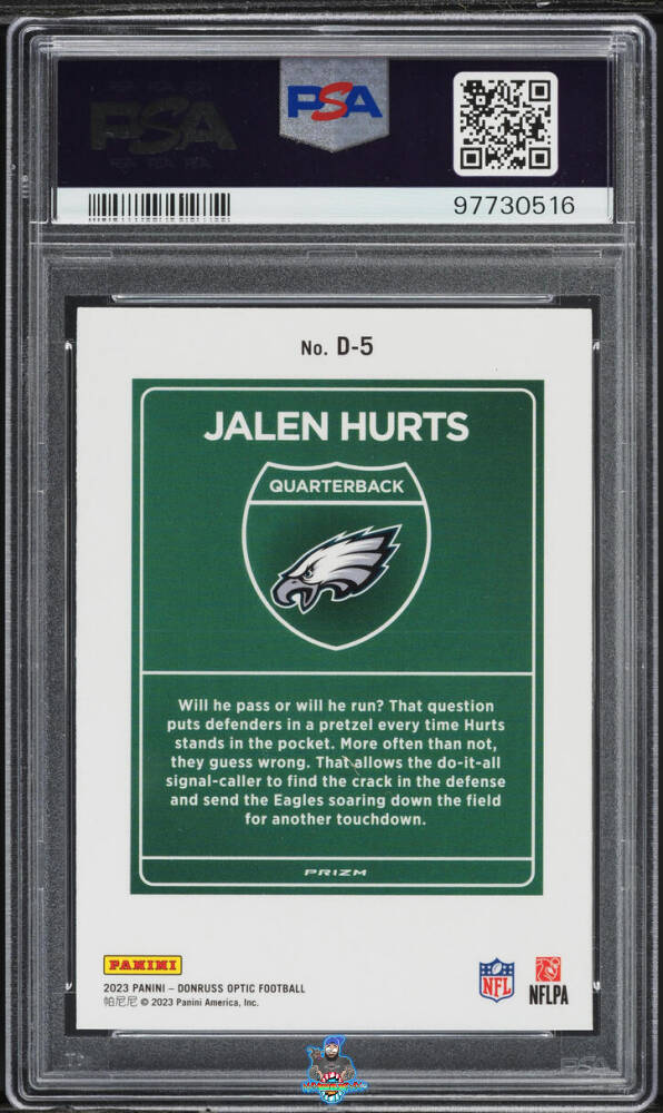 Back of 2023 Donruss Optic Downtown Jalen Hurts #D-5