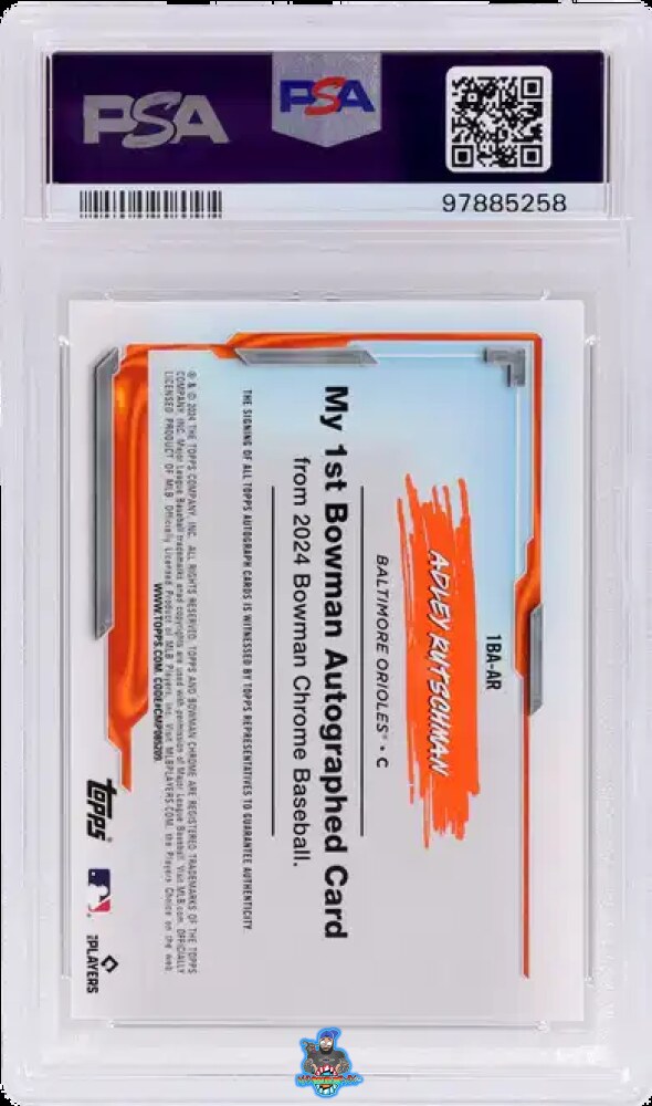 Back of 2024 Bowman Chrome My 1st Bowman Autograph Adley Rutschman #1BAAR /75
