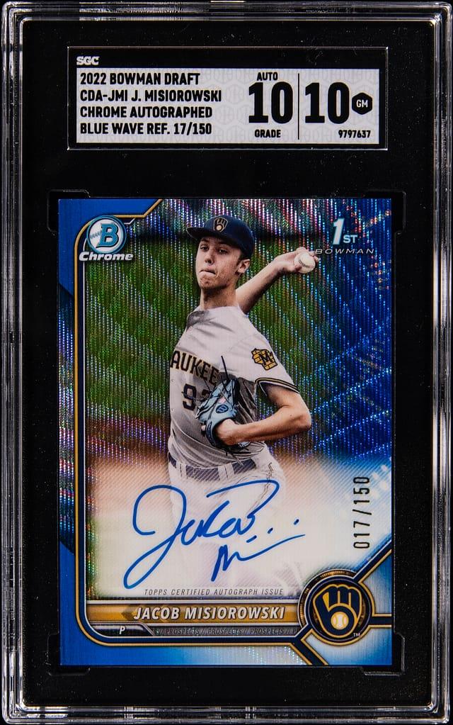 2022 Bowman Draft Chr. Auto. Blue Wave Ref. /150 Jacob Misiorowski #CDA-JMI