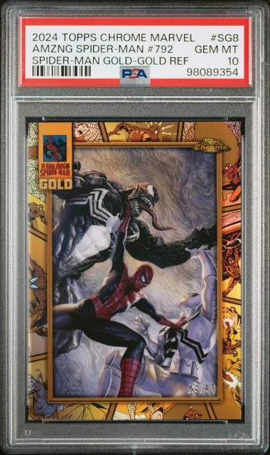 2024 Topps Chrome Marvel Spider-Man Gold Spider-Man Gold-Gold Ref Amzng Spider Man #SG8