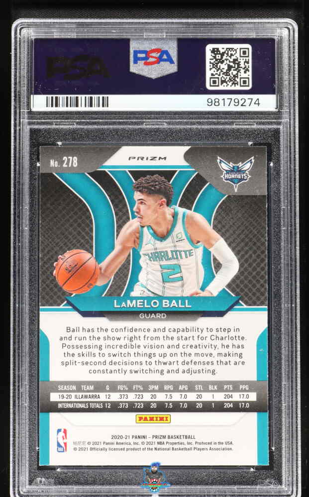 Back of 2020 Panini Prizm Hyper Prizm Lamelo Ball #278