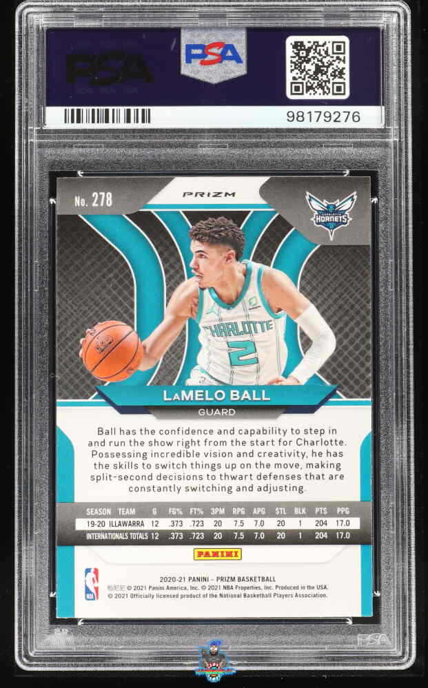 Back of 2020 Panini Prizm Silver Prizm Lamelo Ball #278