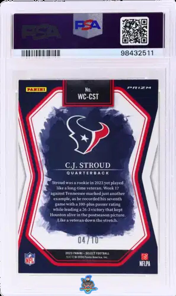 Back of 2023 Select Watercolors Gold Prizm CJ Stroud #9 /10