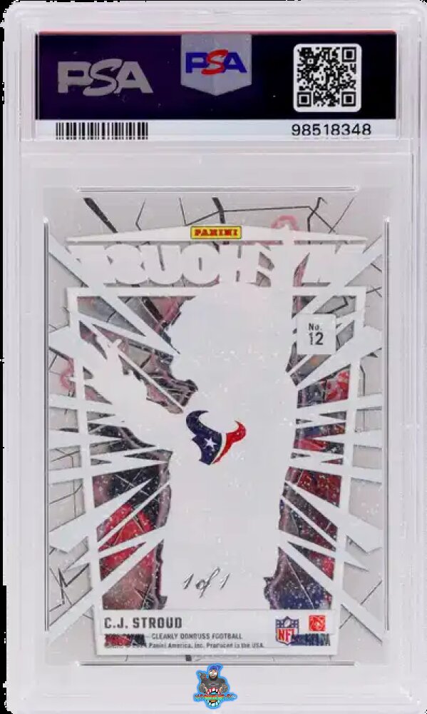 Back of 2023 Clearly Donruss My House Holo Platinum CJ Stroud #12 /1