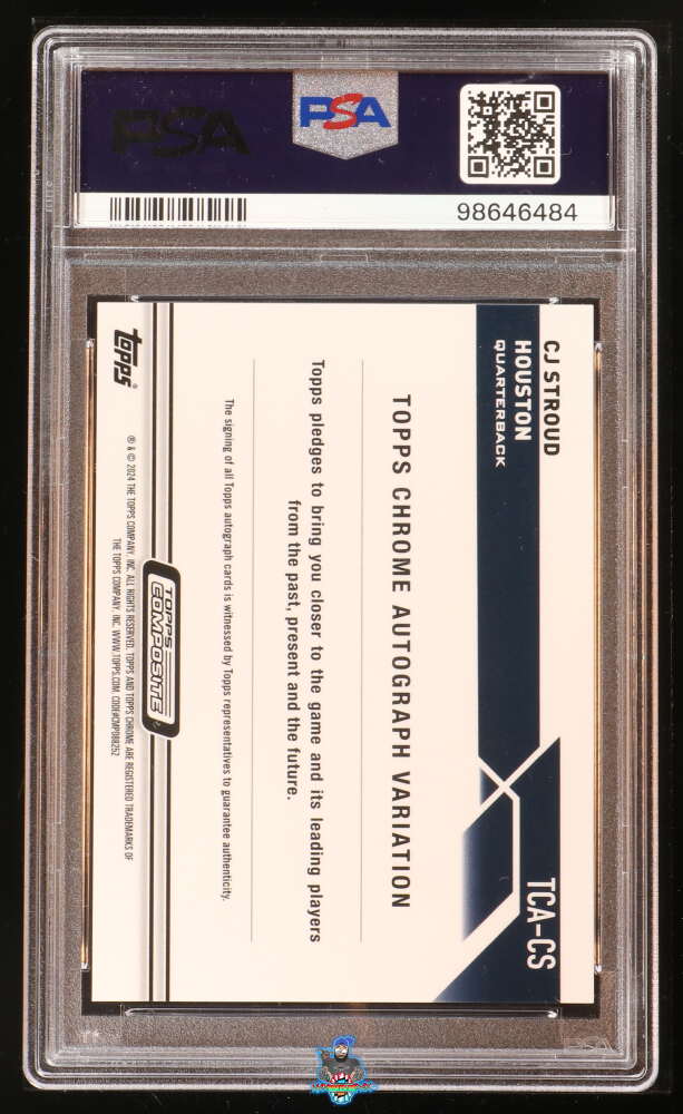 Back of 2023 Topps Composite Chrome Autograph Red Geometric CJ Stroud #TCACS /5