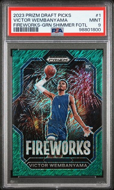 2023 Panini Prizm Draft Picks Fireworks Prizm Green Shimmer Fotl Victor Wembanyama #1 /3