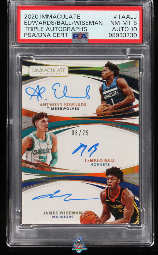 2020 Panini Immaculate Collection Triple Autographs Anthony Edwards/James Wiseman/Lamelo Ball #TA-ALJ /25
