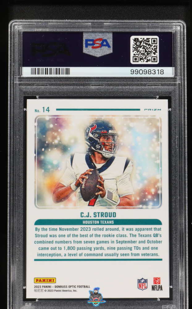 Back of 2023 Donruss Optic Mythical CJ Stroud #14