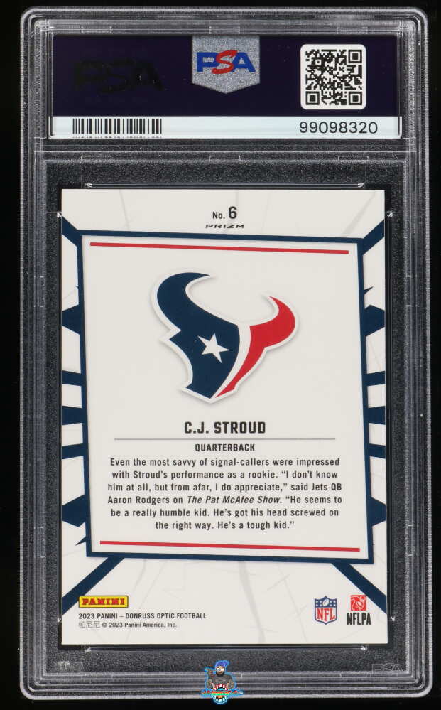 Back of 2023 Donruss Optic My House! CJ Stroud #6