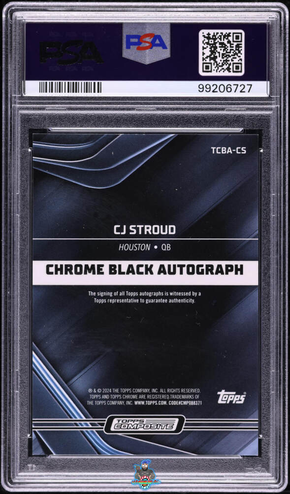 Back of 2023 Topps Composite Chrome Black Autograph Superfractor CJ Stroud #TCBACS /1