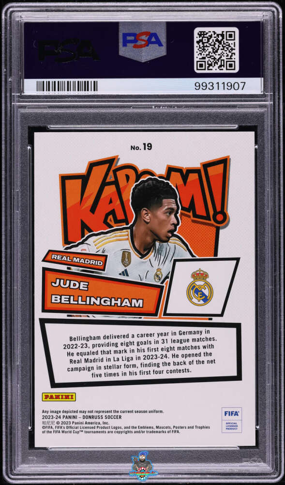 Back of 2023 Donruss Fifa Kaboom! Jude Bellingham #19