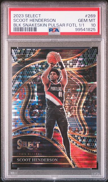 2023 Panini Select Courtside Black Snakeskin Pulsar Fotl Scoot Henderson #269 /1