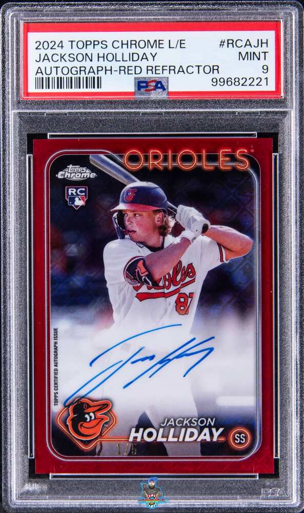 2024 Topps Chrome Logofractor MLB Refractor Chrome Autograph Red Refractor Jackson Holliday #RCAJH /5
