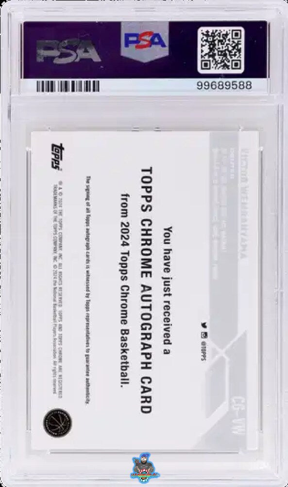 Back of 2023 Topps Chrome Autograph Orange Geometric Refractor Victor Wembanyama #CGVW /25