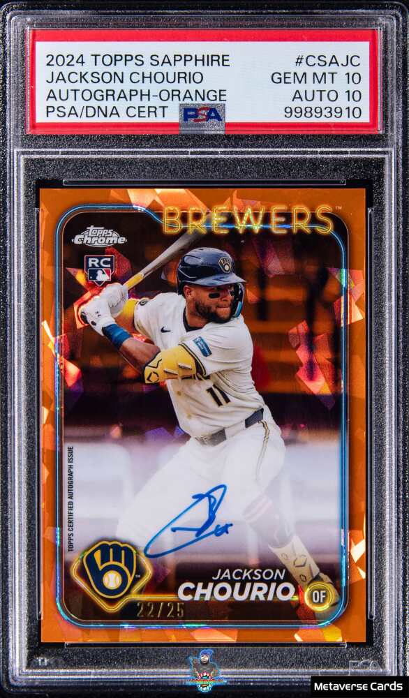 2024 Topps Chrome Sapphire Autograph Orange Jackson Chourio #CSAJC