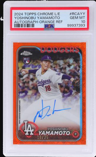 2024 Topps Chrome Logofractor Yoshinobu Yamamoto Autograph Orange Refractor