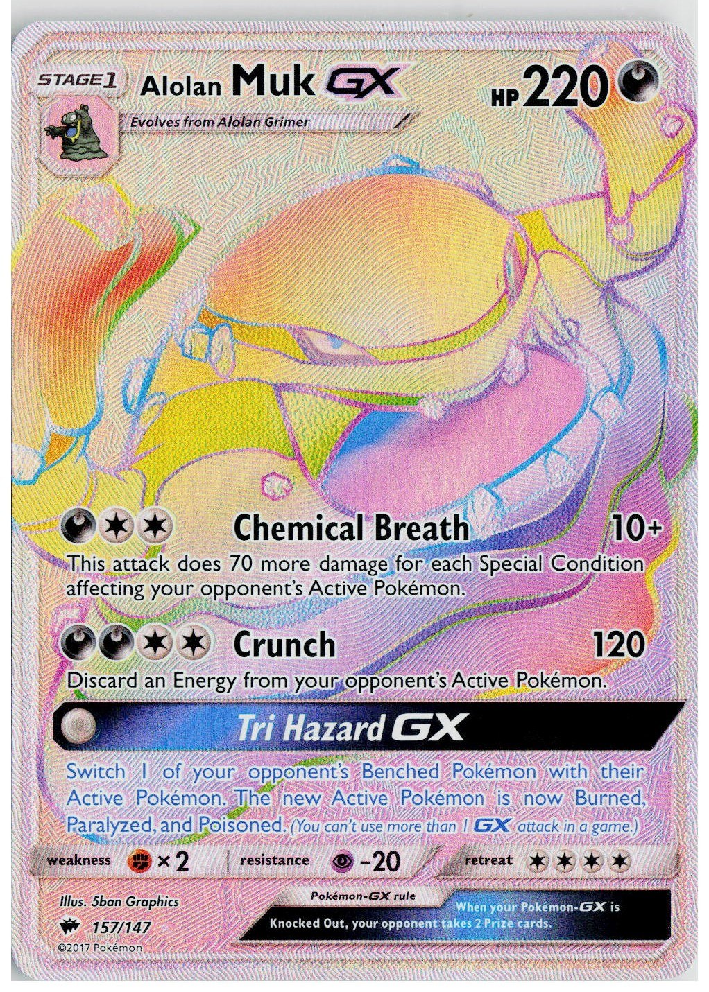 2017 Pokemon SM: Burning Shadows #157 Alolan Muk GX (Secret)