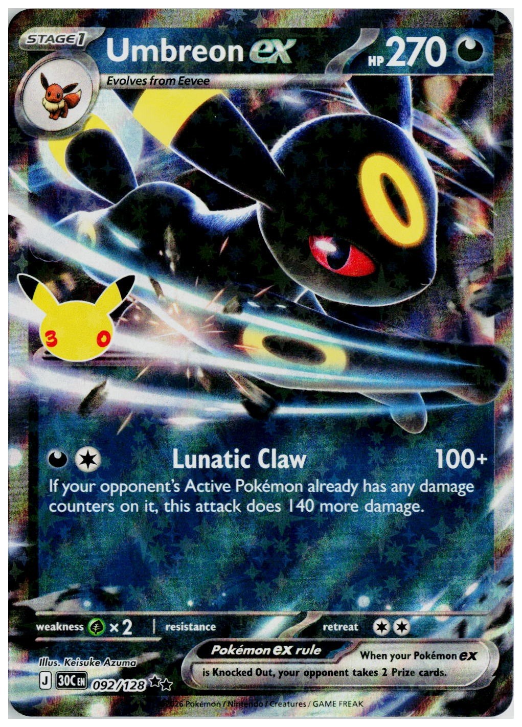 2026 Pokemon ME: 30th Celebration #092 Umbreon ex