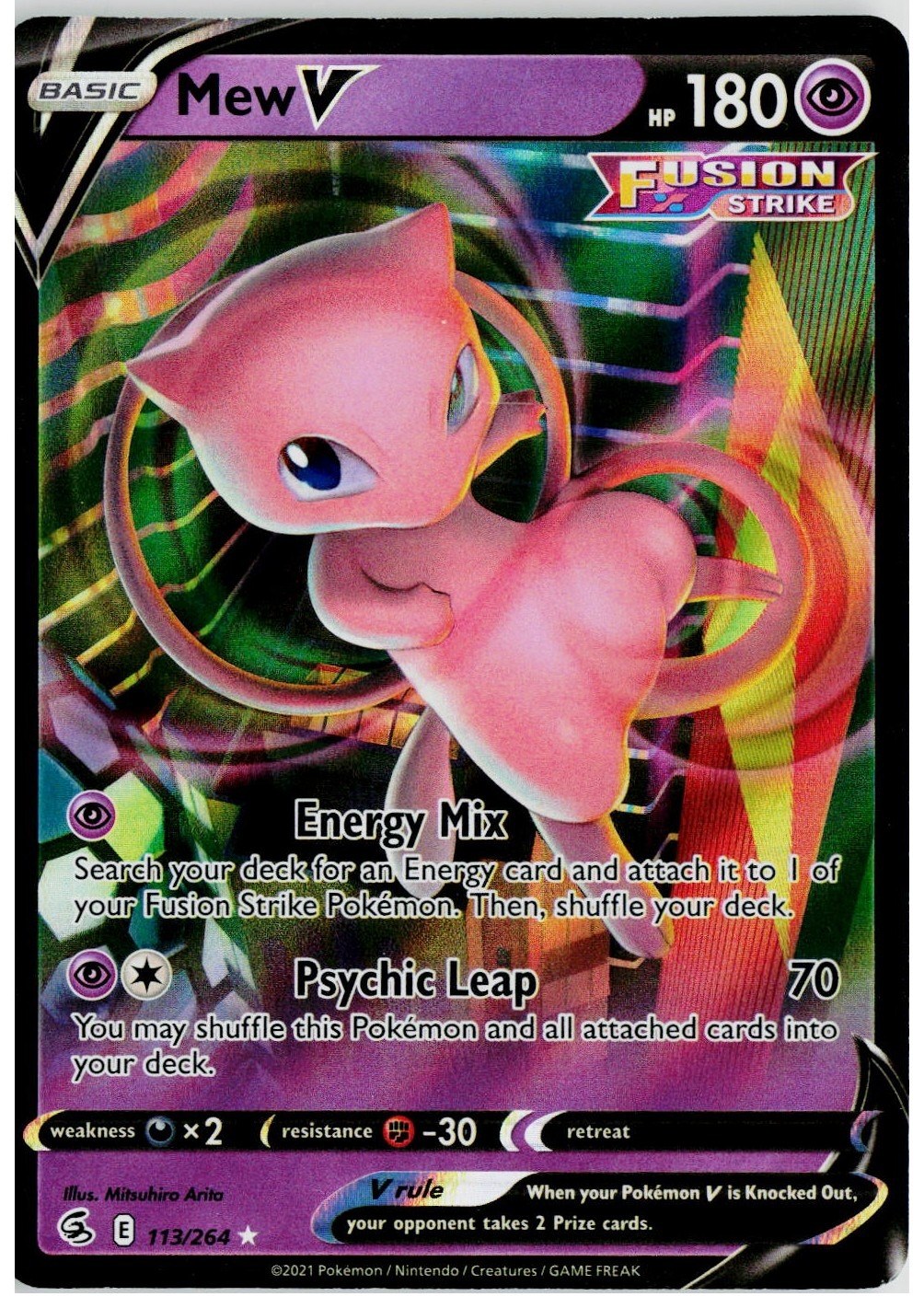 2021 Pokemon SWSH08: Fusion Strike #113 Mew V