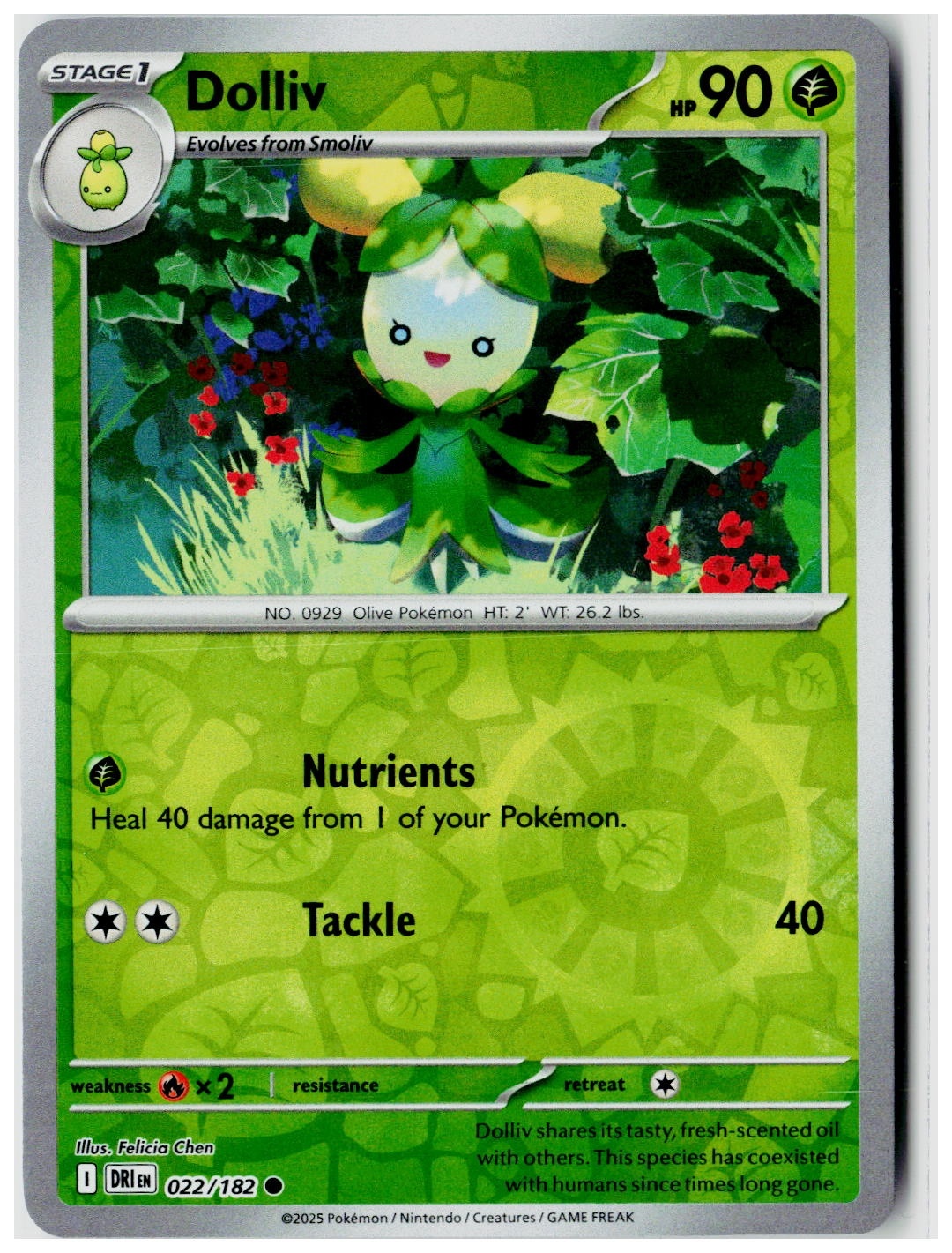 2025 Pokemon SV10: Destined Rivals Dolliv Reverse Holo #022 /182