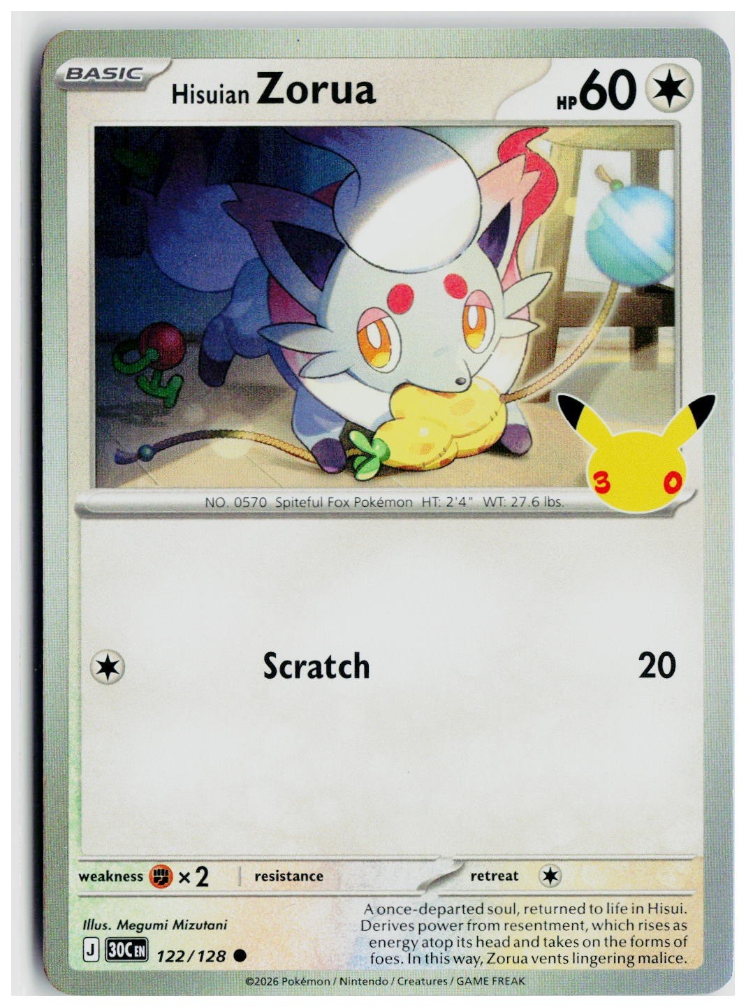 2026 Pokemon ME: 30th Celebration #122 Hisuian Zorua