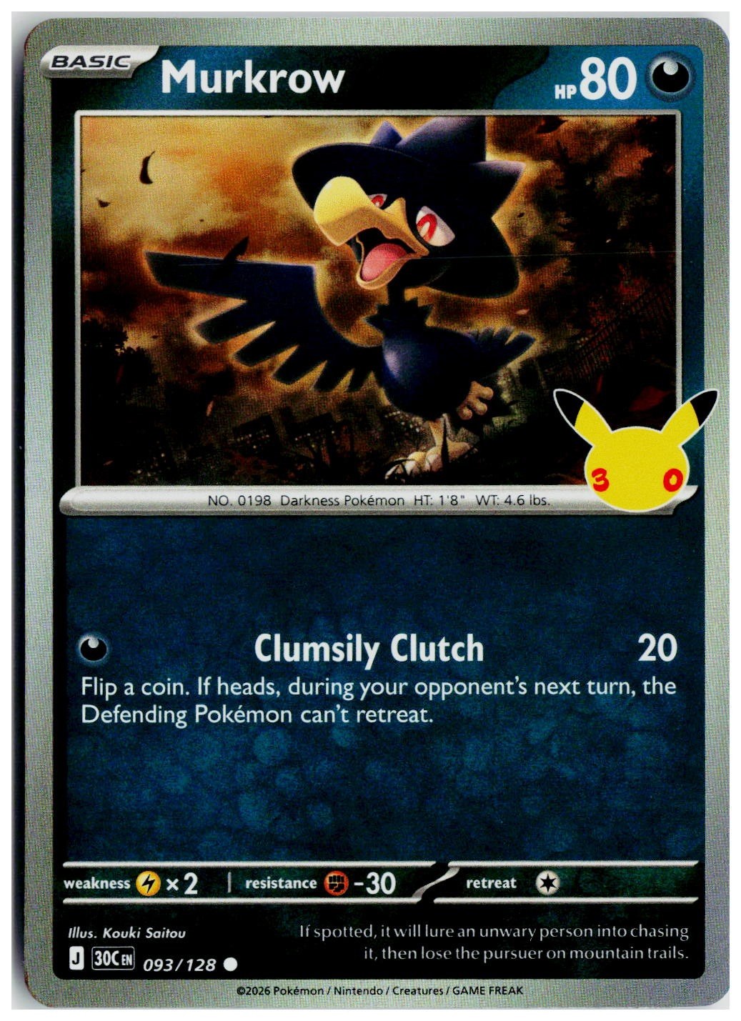 2026 Pokemon ME: 30th Celebration #093 Murkrow