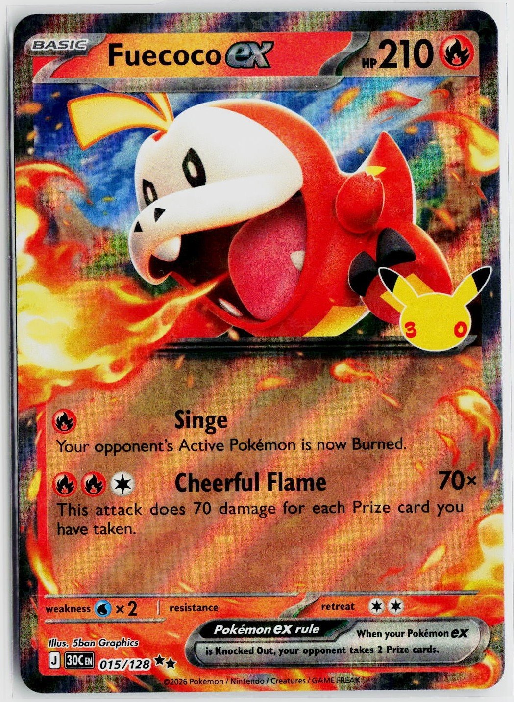 2026 Pokemon ME: 30th Celebration #015 Fuecoco ex