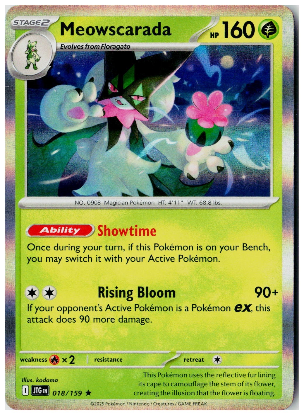 2025 Pokemon SV09: Journey Together Meowscarada Holo #018 /159