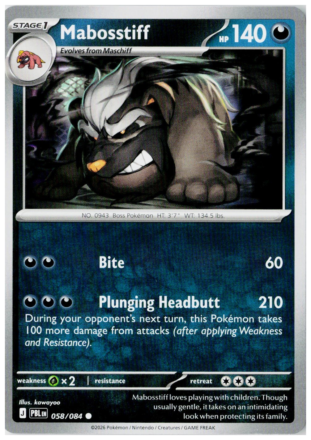 2026 Pokemon ME05: Pitch Black #058 Mabosstiff
