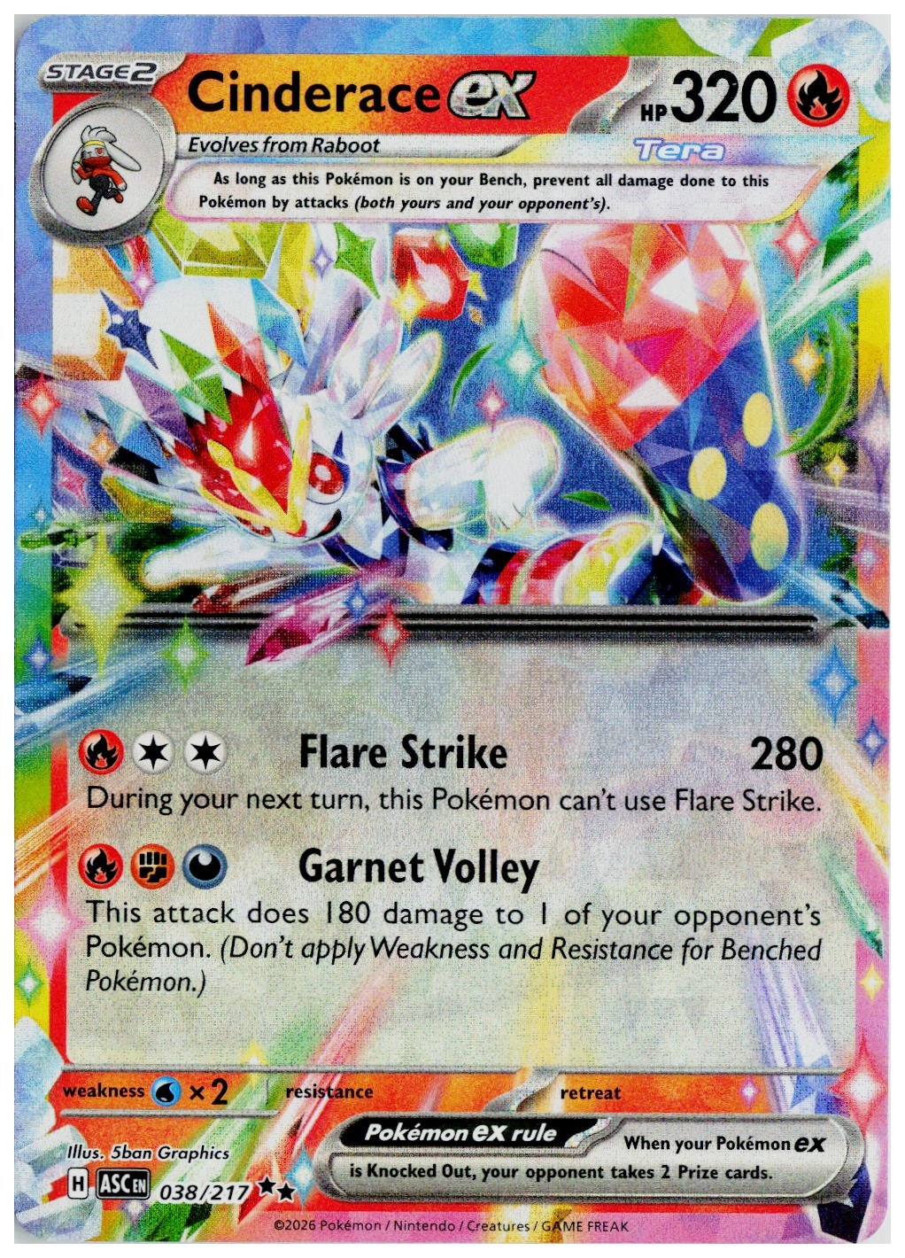 2025 Pokemon ME: Ascended Heroes #038 Cinderace ex