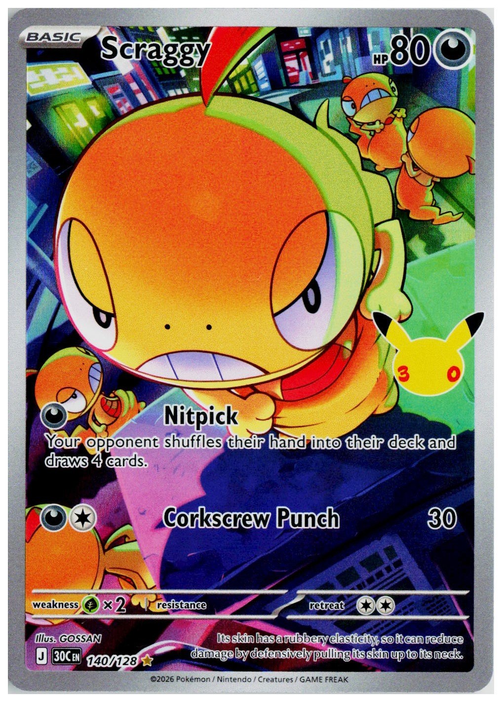 2026 Pokemon ME: 30th Celebration #140 Scraggy