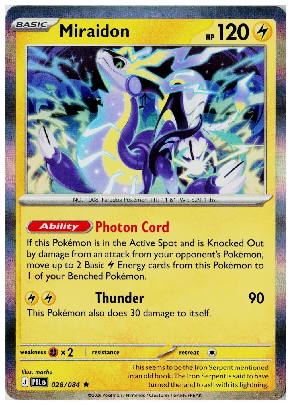 2026 Pokemon ME05: Pitch Black Miraidon Holo #028 /84