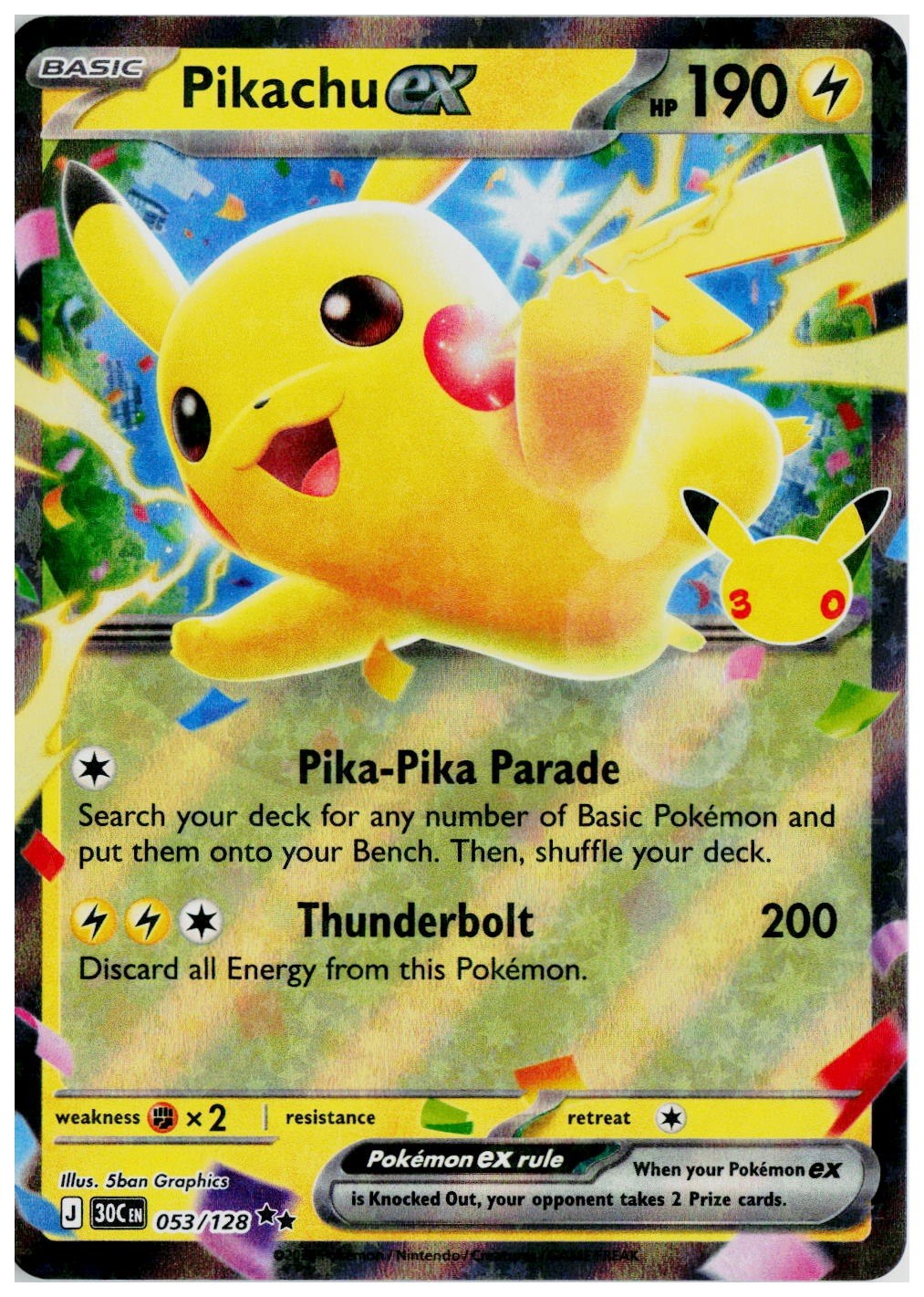 2026 Pokemon ME: 30th Celebration #053 Pikachu ex