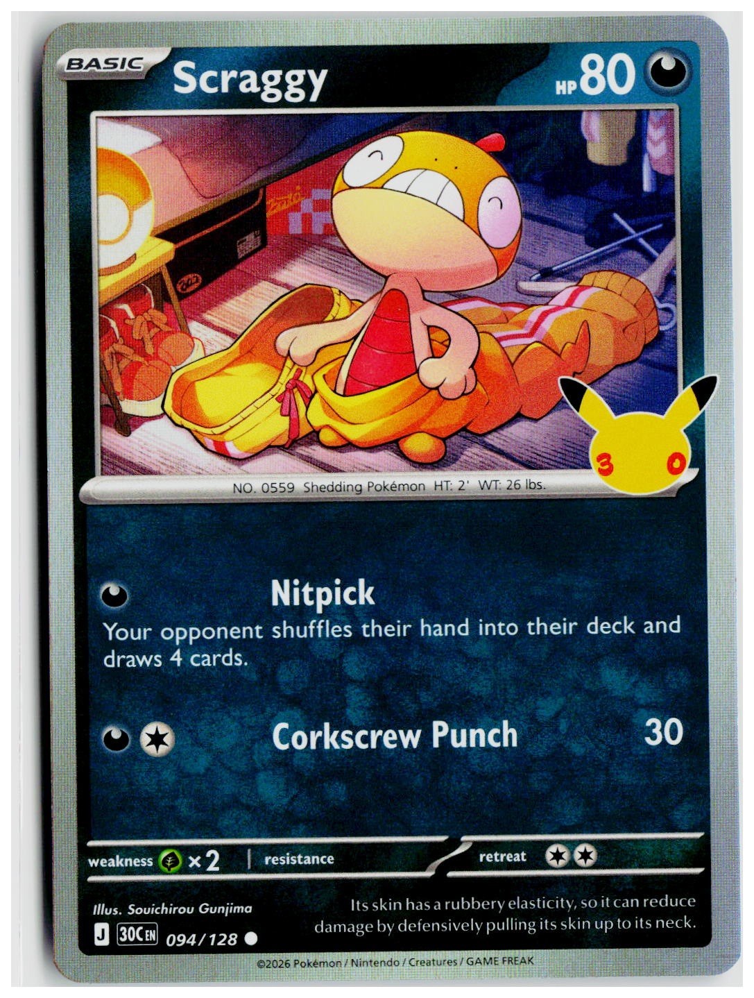 2026 Pokemon ME: 30th Celebration #094 Scraggy