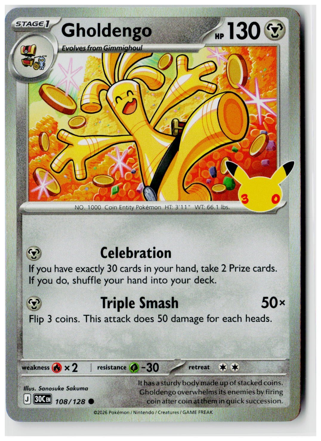 2026 Pokemon ME: 30th Celebration #108 Gholdengo