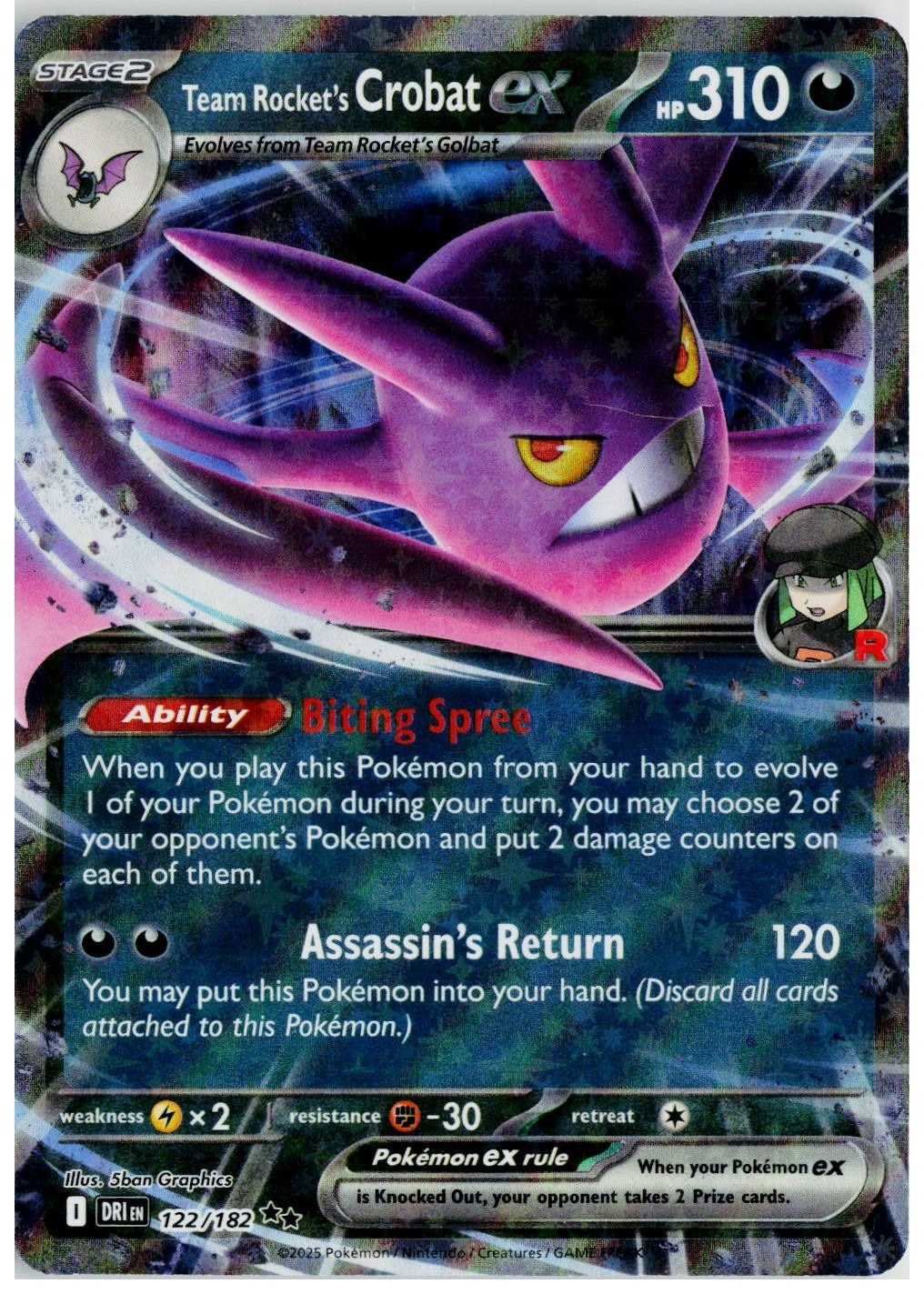 2025 Pokemon SV10: Destined Rivals #122 Team Rocket's Crobat ex