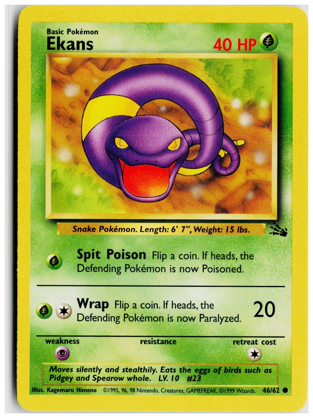 1999 Pokemon Fossil #46 Ekans