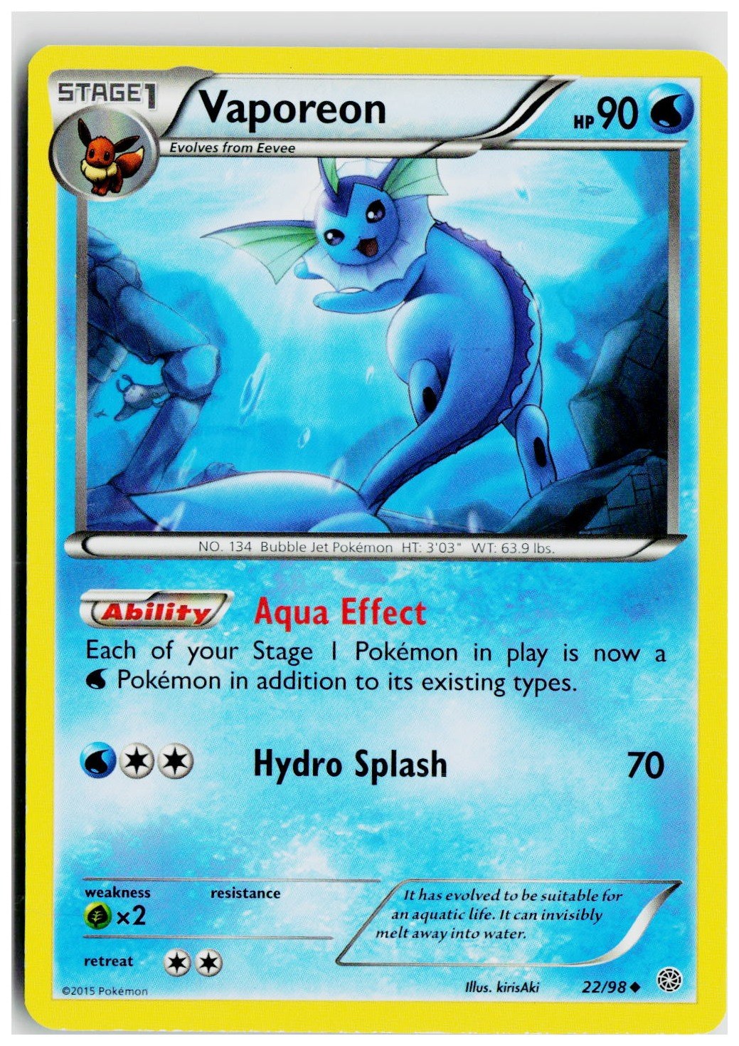2015 Pokemon XY - Ancient Origins #22 Vaporeon