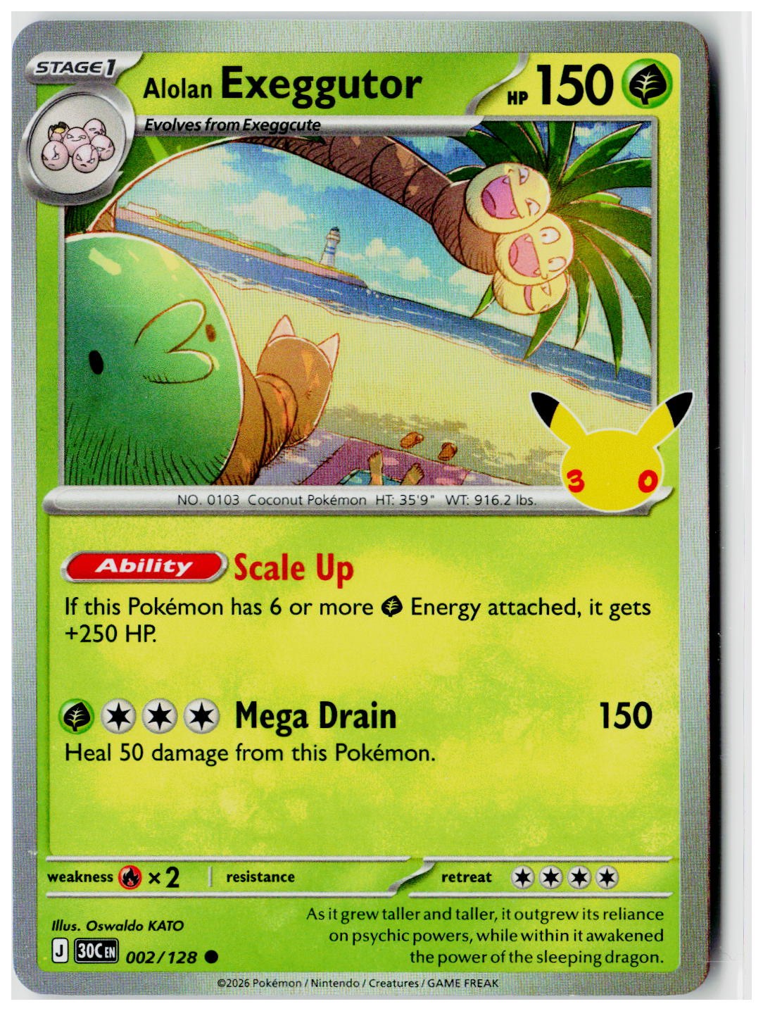 2026 Pokemon 30th Celebration #002 Alolan Exeggutor