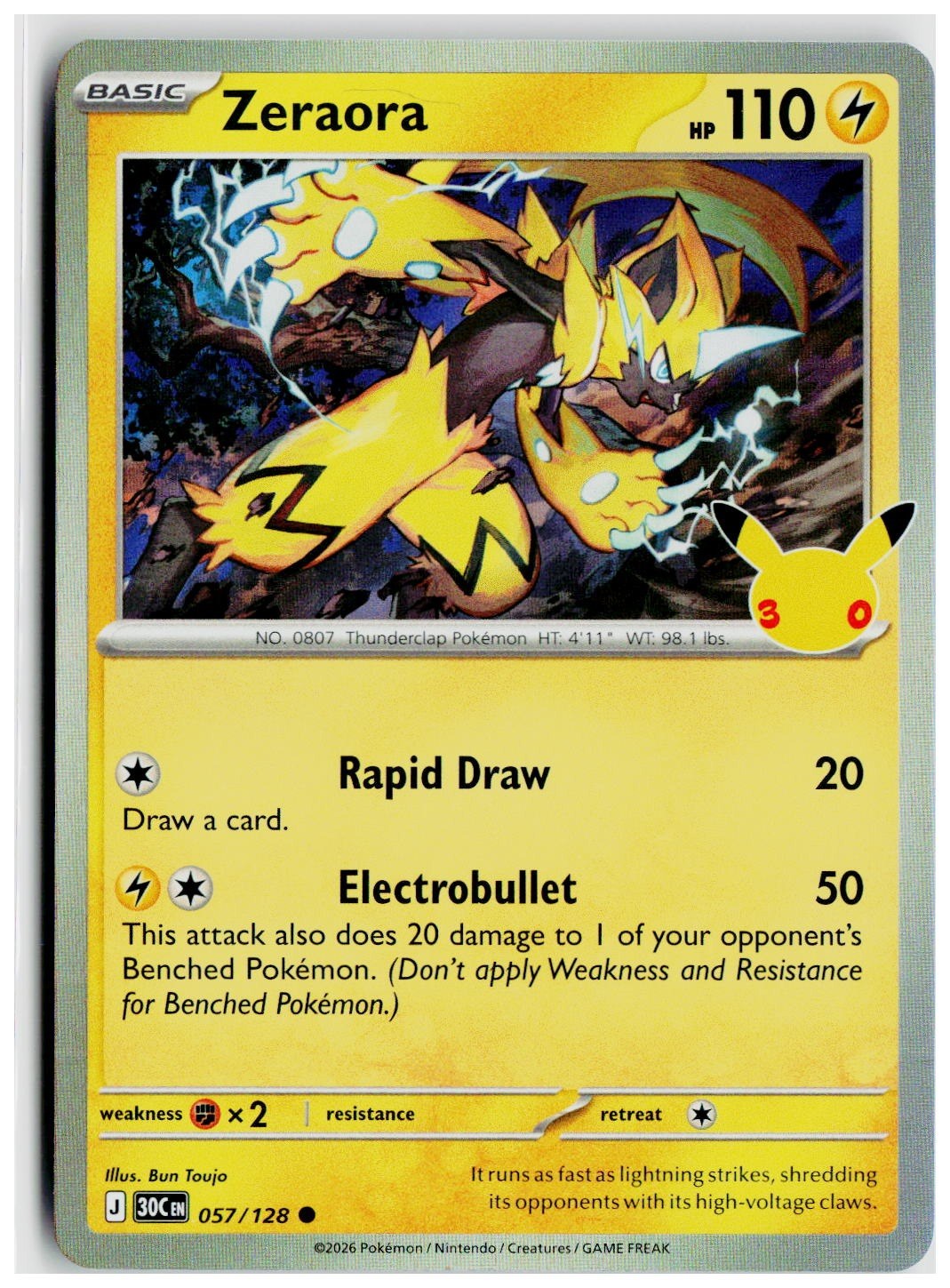 2026 Pokemon ME: 30th Celebration #057 Zeraora