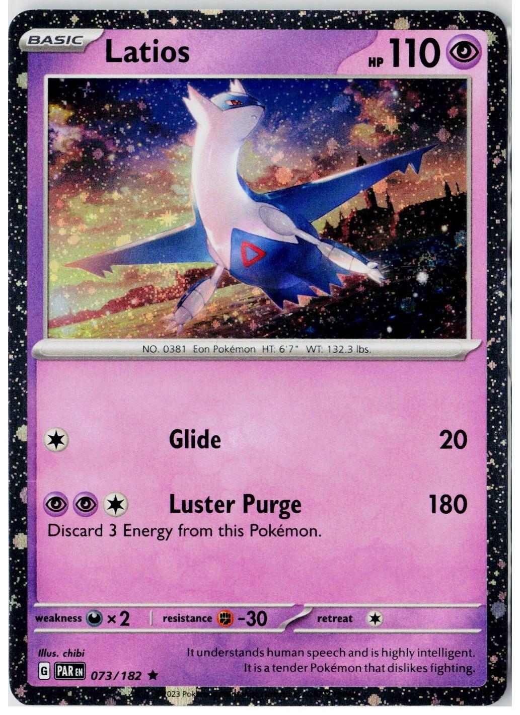 2023 Pokemon SV04: Paradox Rift Latios Promo (Cosmos Holo) #073 /182