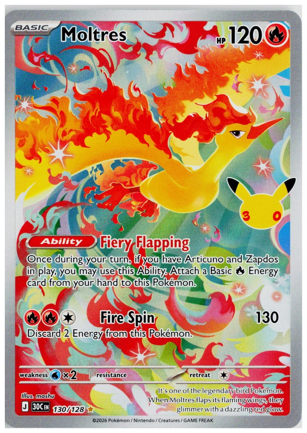 2026 Pokemon ME: 30th Celebration #130 Moltres